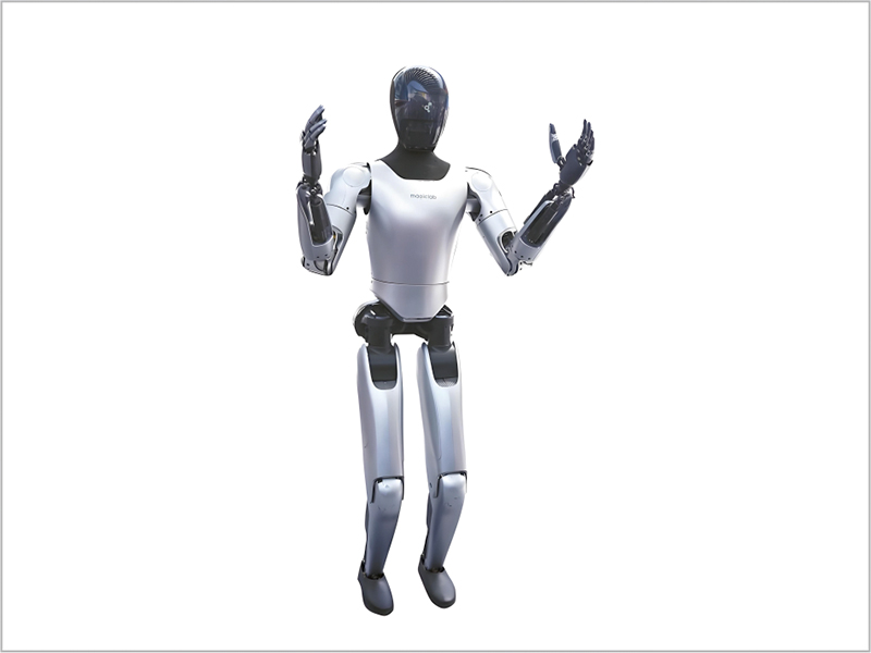 Humanoid robot structural prototype made with CNC machining and spray painting